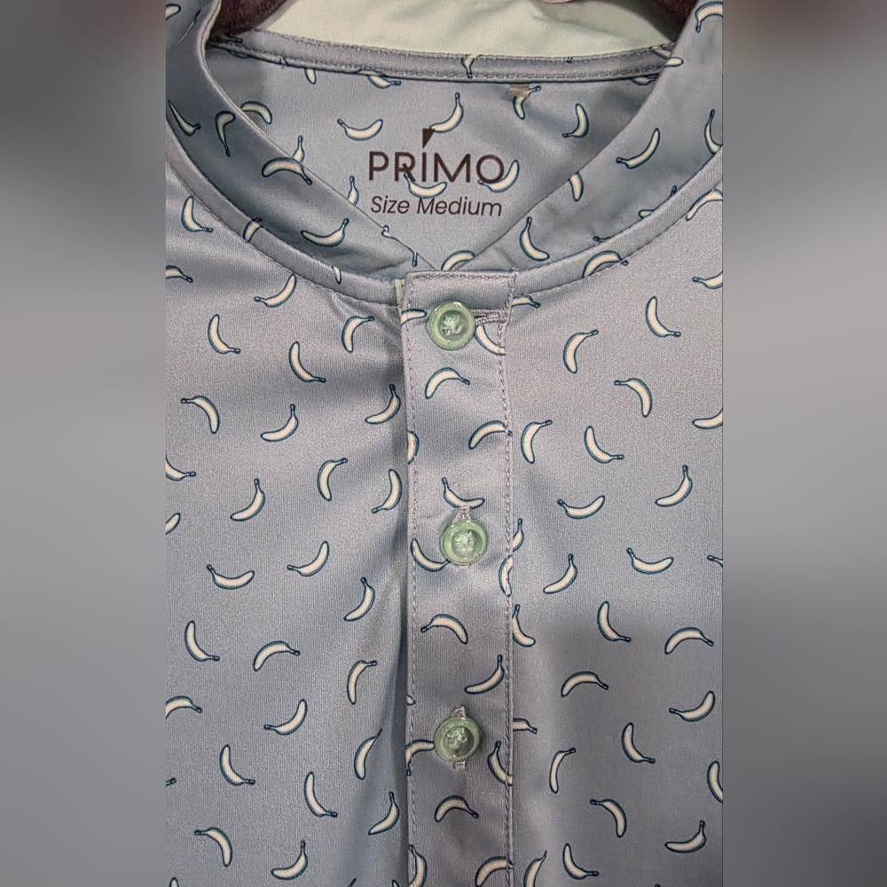 PRIMO Men's Teal Short-Sleeve Polo with Crescent Print - Picture 2 of 6